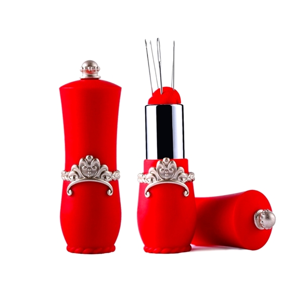 5/25 sewing pin cushion built into lipstick case rotates up down unique fun new - Picture 3 of 14